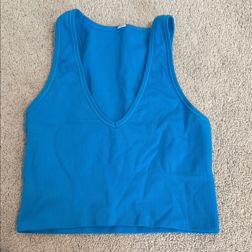 Blue Ribbed Women's Tank Top ATHLETA